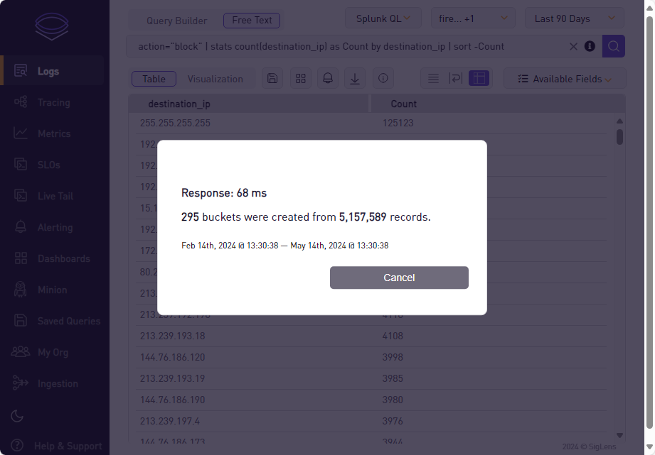 SigLens GUI Performance